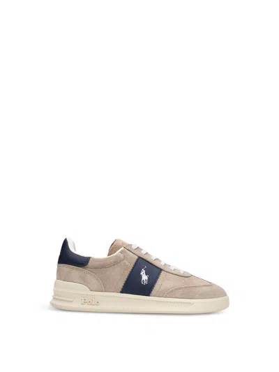 Polo Ralph Lauren Heritage Aera Panelled Suede Trainers In Brown