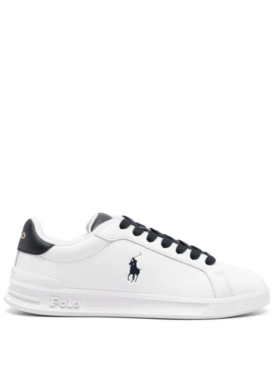 Polo Ralph Lauren Heritage Court Ii Leather Sneakers In White