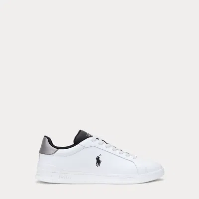 Polo Ralph Lauren Heritage Court Ii Nappa Leather Sneaker In White/black/gunmetal