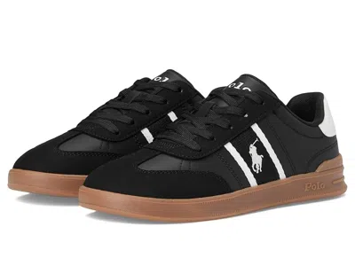 Polo Ralph Lauren Heritage Court Iii T-toe (big Kid) Kids Shoes Black/white : 6.5 Big Kid M, Synthetic