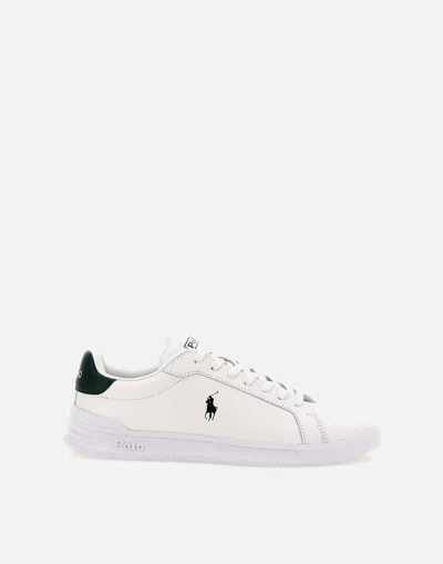 Polo Ralph Lauren Heritage Court White Leather Sneakers In Neutral