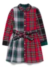Polo Ralph Lauren Toddler And Little Girls Plaid Cotton Fun Shirtdress In Red