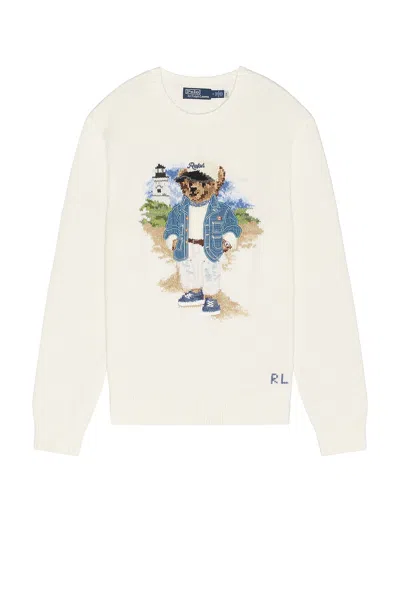 Polo Ralph Lauren Heritage Icon Bear Crewneck Sweater In Nevis
