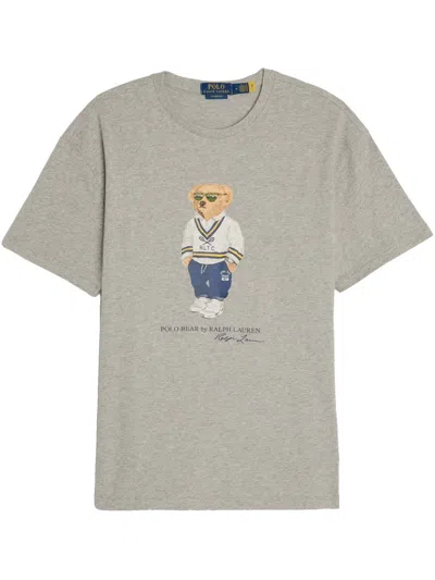 Polo Ralph Lauren Grey Polo Bear Custom Slim-fit T-shirt