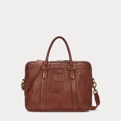 Polo Ralph Lauren Heritage Leather Messenger Bag In British Tan