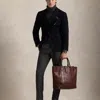 Polo Ralph Lauren Heritage Leather Tote In British Tan