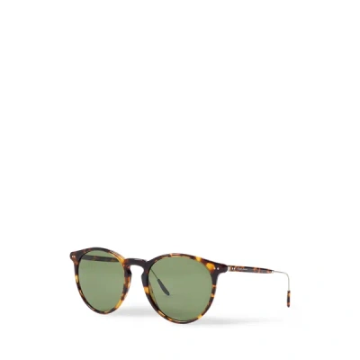 Polo Ralph Lauren Heritage Panto Sunglasses In Shiny Antique Havana