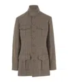 Polo Ralph Lauren Linen-blend Jacket With Stand-up Collar In Gray