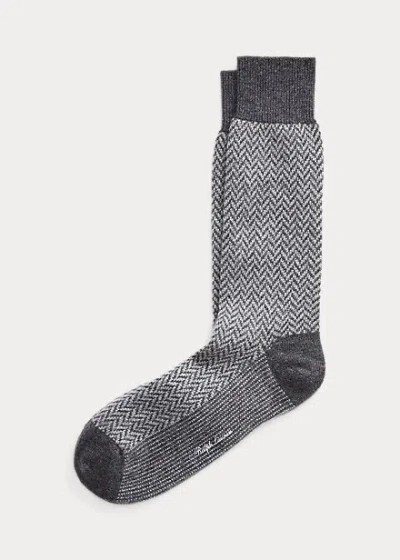 Polo Ralph Lauren Herringbone Cashmere-blend Dress Socks In Charcoal Heather