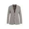 Polo Ralph Lauren Tailored Herringbone Jacket In Wool-silk-cashmere Blend In Grey