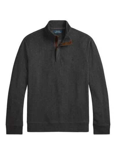 Polo Ralph Lauren Herringbone Half-zip Sweatshirt In Gray