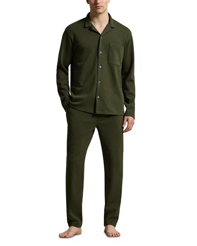 Polo Ralph Lauren Herringbone Knit Pajama Shirt In Green