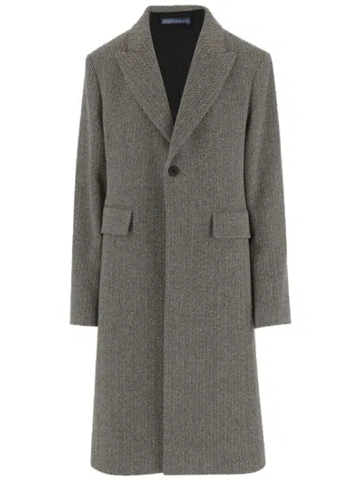 POLO RALPH LAUREN HERRINGBONE PATTERN WOOL BLEND COAT
