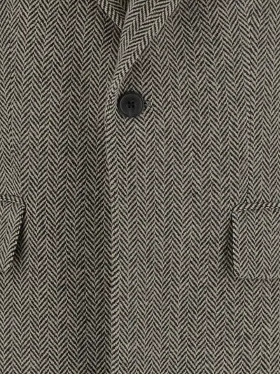 Polo Ralph Lauren Herringbone Single-breasted Coat In Black