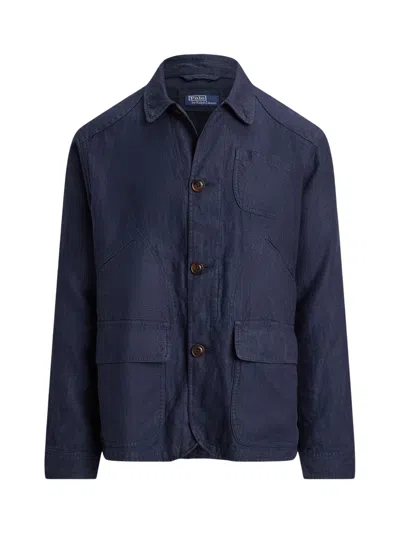 Polo Ralph Lauren Herringbone Utility Jacket In Blue