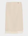Polo Ralph Lauren Herringbone Wool Fringe Pencil Skirt In Neutral