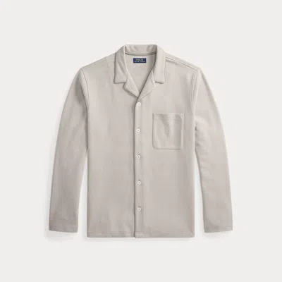 Polo Ralph Lauren Herringbone-knit Pajama Shirt In Museum Grey In White