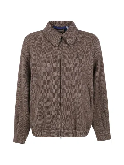 Polo Ralph Lauren Herringbone-pattern Wool Jacket In Brown