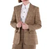 Polo Ralph Lauren Hertiage Plaid Linen-silk Blazer In Brown