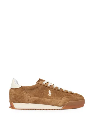 Polo Ralph Lauren Hester Leather Sneakers In Brown