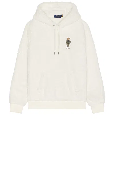 Polo Ralph Lauren Hi Pile Fleece Novelty Bear Hoodie In Antique Cream Defender Bear