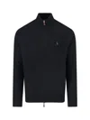 Polo Ralph Lauren Black Cardigan With High Neck And Pony Embroidery On The Front In Wool Man In Black