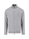 Polo Ralph Lauren High Collar Zip-up Polo Sweater With Ribbed Finishes In Gray