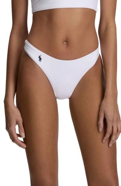 Polo Ralph Lauren High Cut Scoop Bikini Bottoms In White