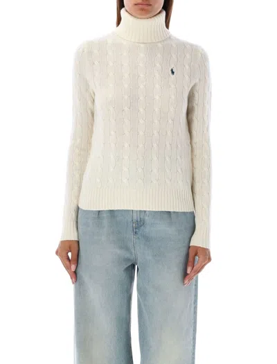 Polo Ralph Lauren Wool And Cashmere Cable-knit Turtleneck In Neutral