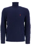 POLO RALPH LAUREN HIGH NECK WOOL AND CASHMERE CABLE KNIT PULLOVER SWEATER