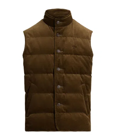 Polo Ralph Lauren High-necked Down Vest In Brown