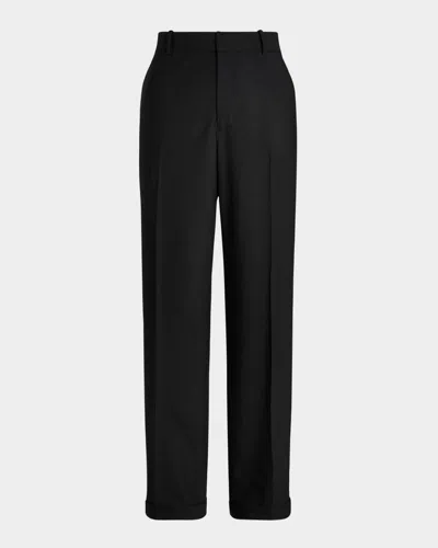Polo Ralph Lauren High Rise Relaxed Straight-leg Trousers In Black