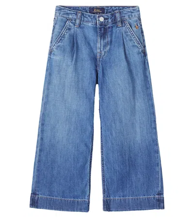 Polo Ralph Lauren Kids' High-rise Wide-leg Jeans In Blue