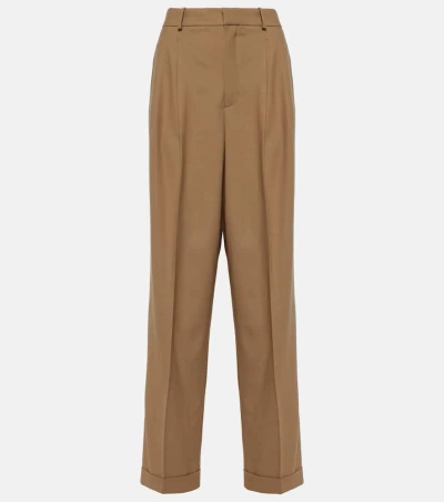 Polo Ralph Lauren High-rise Wool-blend Wide-leg Trousers In Brown