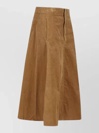 Polo Ralph Lauren High Waist Corduroy A Line Knee Skirt In Brown