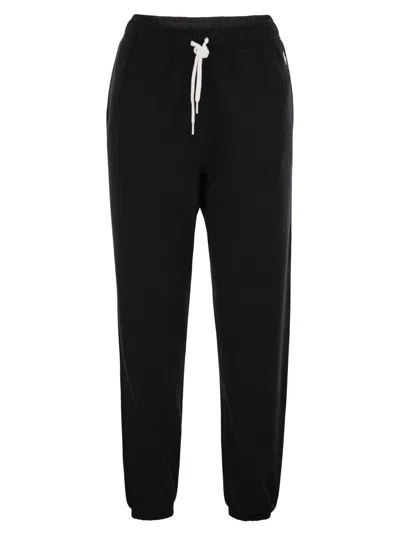 Polo Ralph Lauren High-waist Tapered Sports Trousers With Embroidered Pony In Black