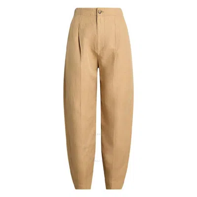 Polo Ralph Lauren High-waisted Silk Pants In Beige