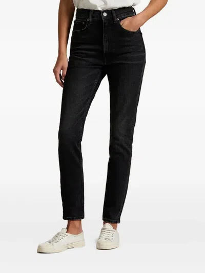 Polo Ralph Lauren High-waisted Straight Jeans In Black