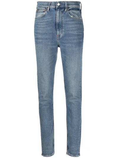 Polo Ralph Lauren High Waisted Straight Leg Skinny Jeans In Blue