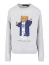 Polo Ralph Lauren Brushed Cotton Blend Sweatshirt With Iconic Polo Bear Print In Gray