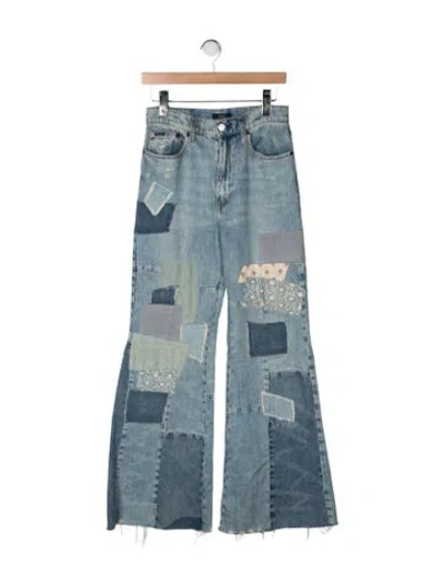 Pre-owned Polo Ralph Lauren High-rise Flared Jeans In Blue
