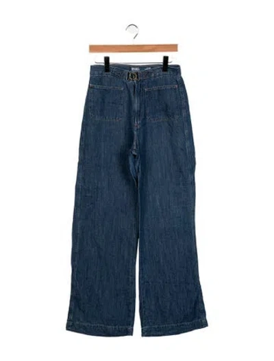 Pre-owned Polo Ralph Lauren High-rise Wide Leg Jeans In Blue