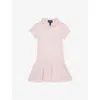 Polo Ralph Lauren Hint Of Pink W/ White Girls' Logo-embroidered Stretch-cotton Dress In Pink