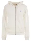 Polo Ralph Lauren Hip-length Zip Hoodie With Drawstring Hood In Neutral