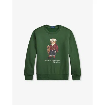 POLO RALPH LAUREN BOYS' POLO BEAR COTTON-BLEND SWEATSHIRT HOL25 BEAR BOTTLE GREEN
