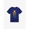Polo Ralph Lauren Boys' Polo Bear Crewneck Cotton-jersey T-shirt Hol25 Bear Fall Royal Xl In Blue