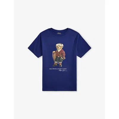 POLO RALPH LAUREN HOL25 BEAR FALL ROYAL BOYS' POLO BEAR CREWNECK COTTON-JERSEY T-SHIRT