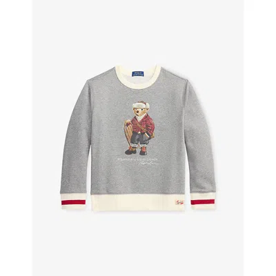POLO RALPH LAUREN HOL25 BEAR VINT PEPPER BOYS' POLO BEAR COTTON-BLEND SWEATSHIRT