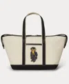 Polo Ralph Lauren Holiday Bear Canvas Mini Shopper Tote In Neutral
