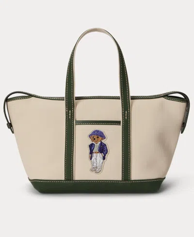 Polo Ralph Lauren Holiday Bear Canvas Mini Shopper Tote In Pink